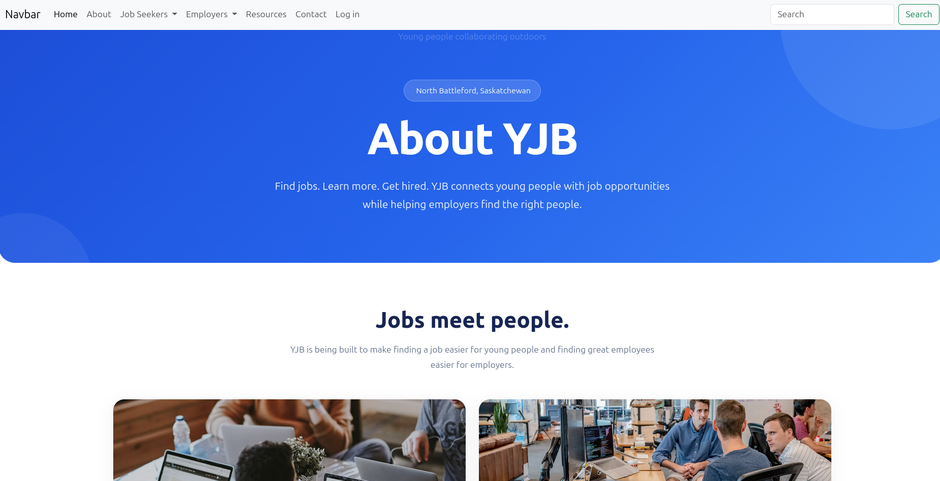 About page from the Youth Job Bank
